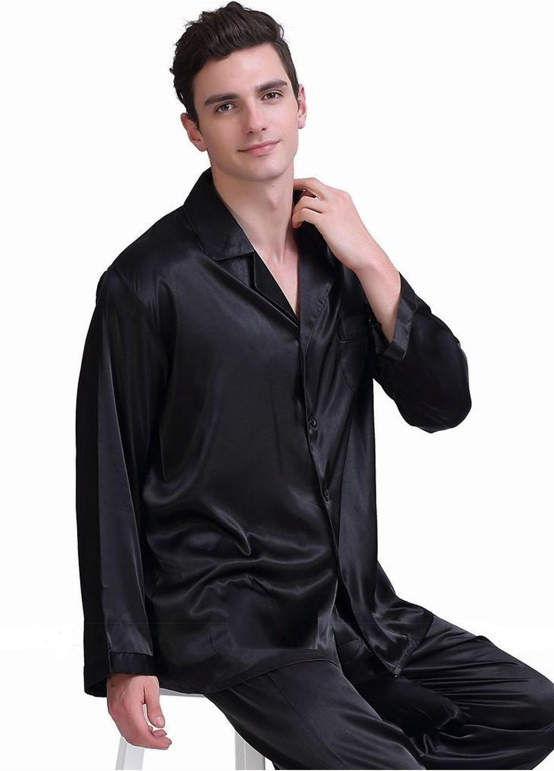 Valerie Satin  Pajama Set for Men -  MPJ51-BK