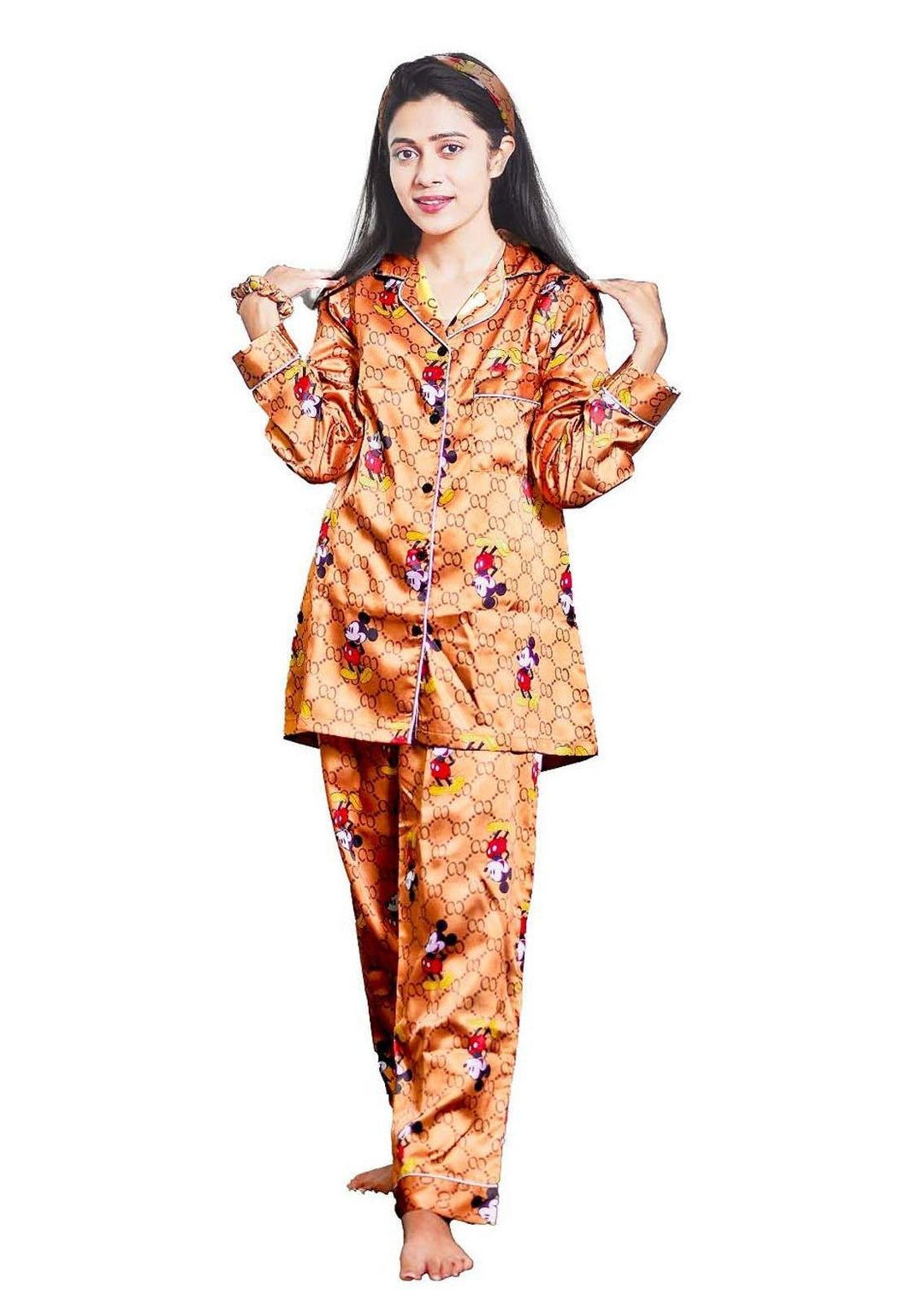 Valerie Night Wear Printed Satin Pajama Set ILS-PJ-001