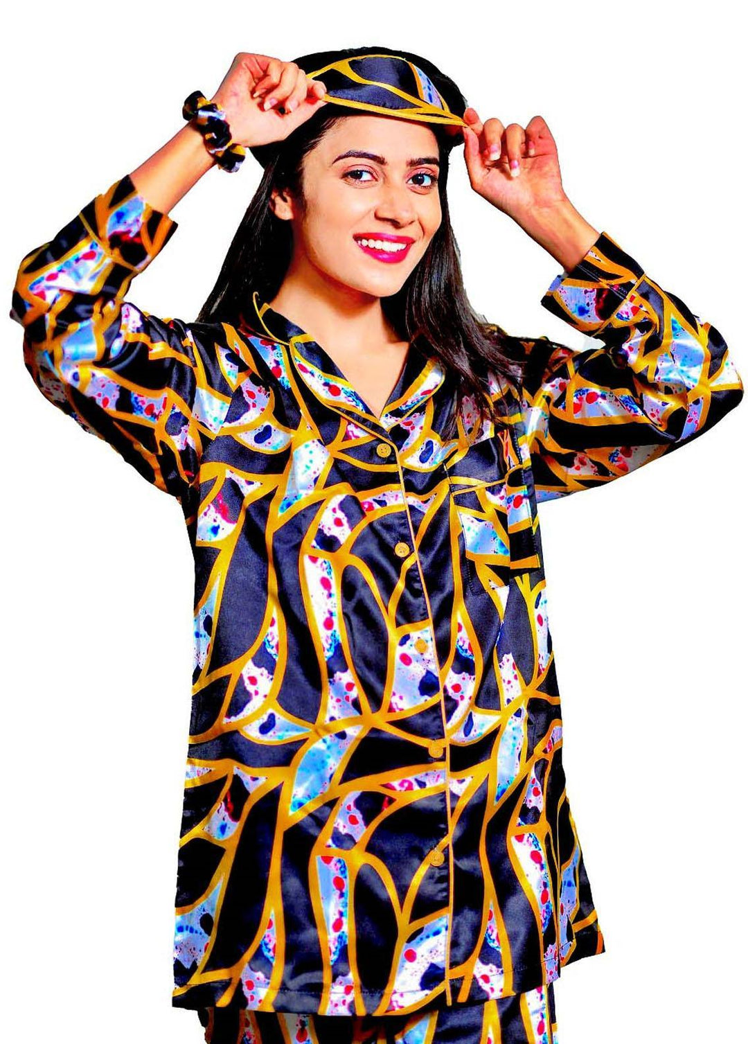 Valerie Night Wear Printed Satin Pajama Set ILS-PJ-002