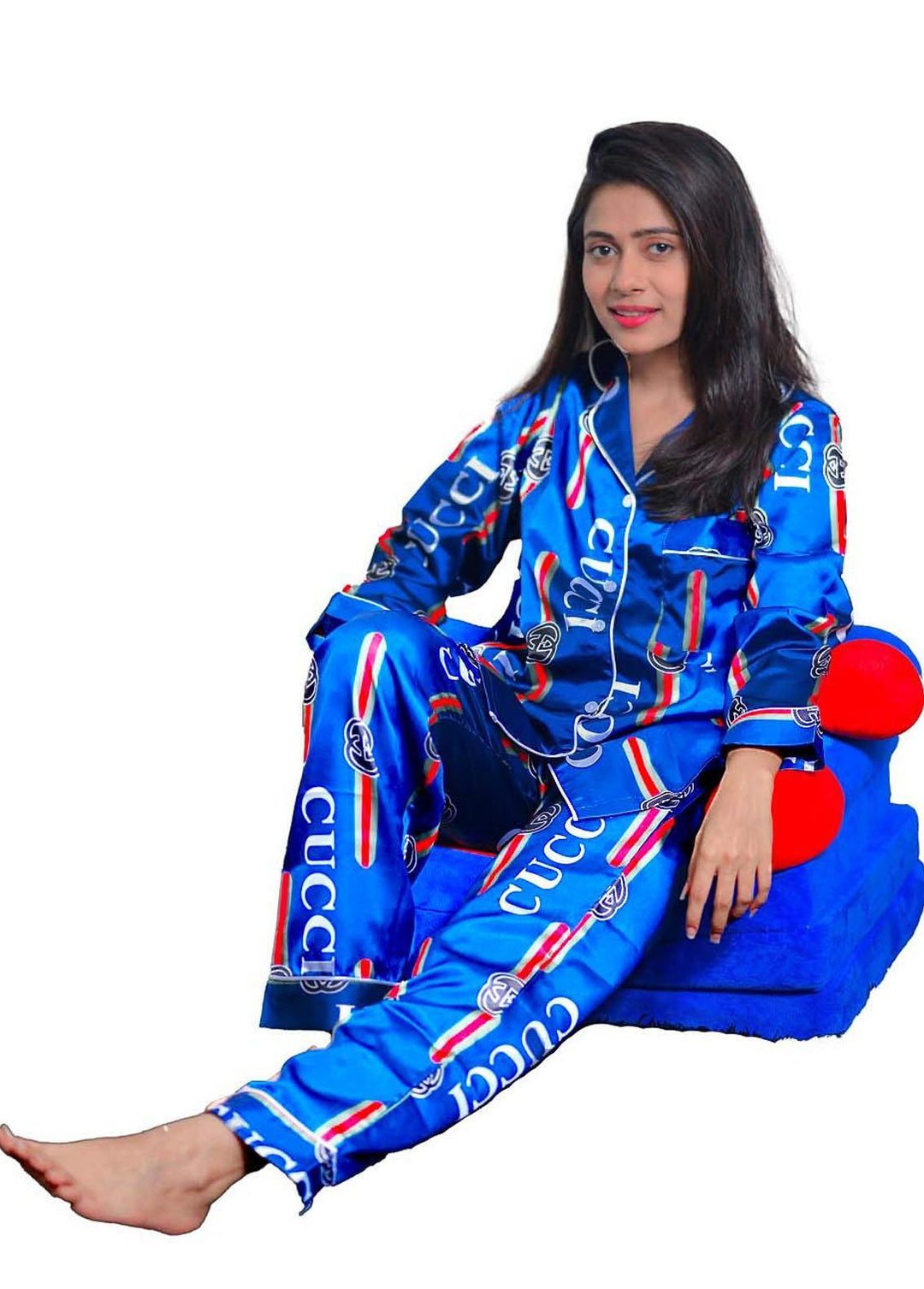 Valerie Night Wear Printed Satin Pajama Set ILS-PJ-003