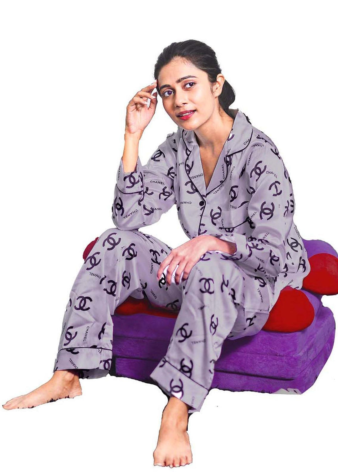 Valerie Night Wear Printed Satin Pajama Set ILS-PJ-004