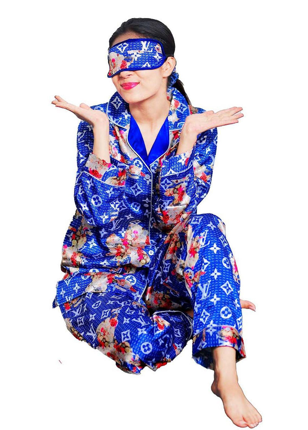 Valerie Night Wear Printed Satin Pajama Set ILS-PJ-010
