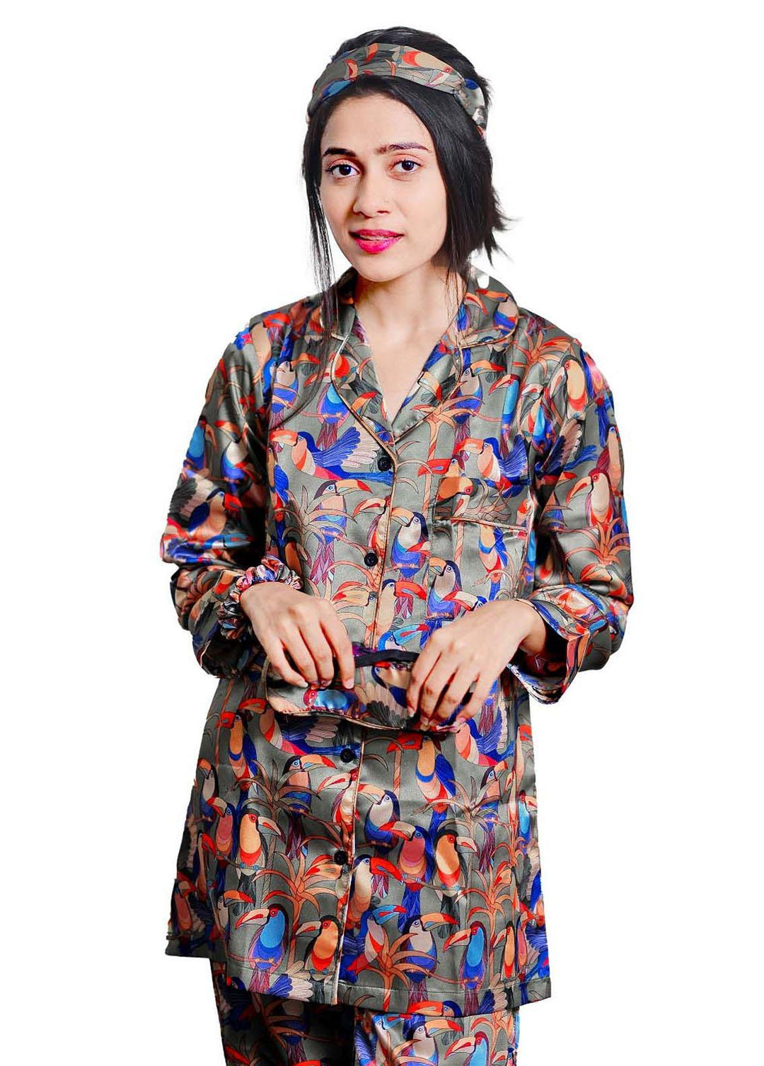 Valerie Night Wear Printed Satin Pajama Set ILS-PJ-011