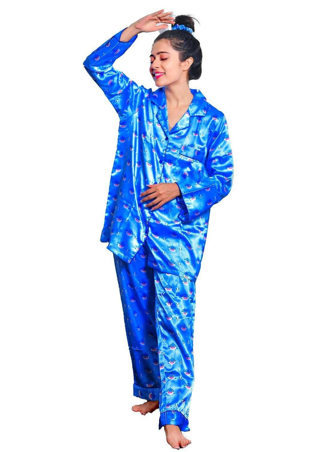 Valerie Night Wear Printed Satin Pajama Set ILS-PJ-012