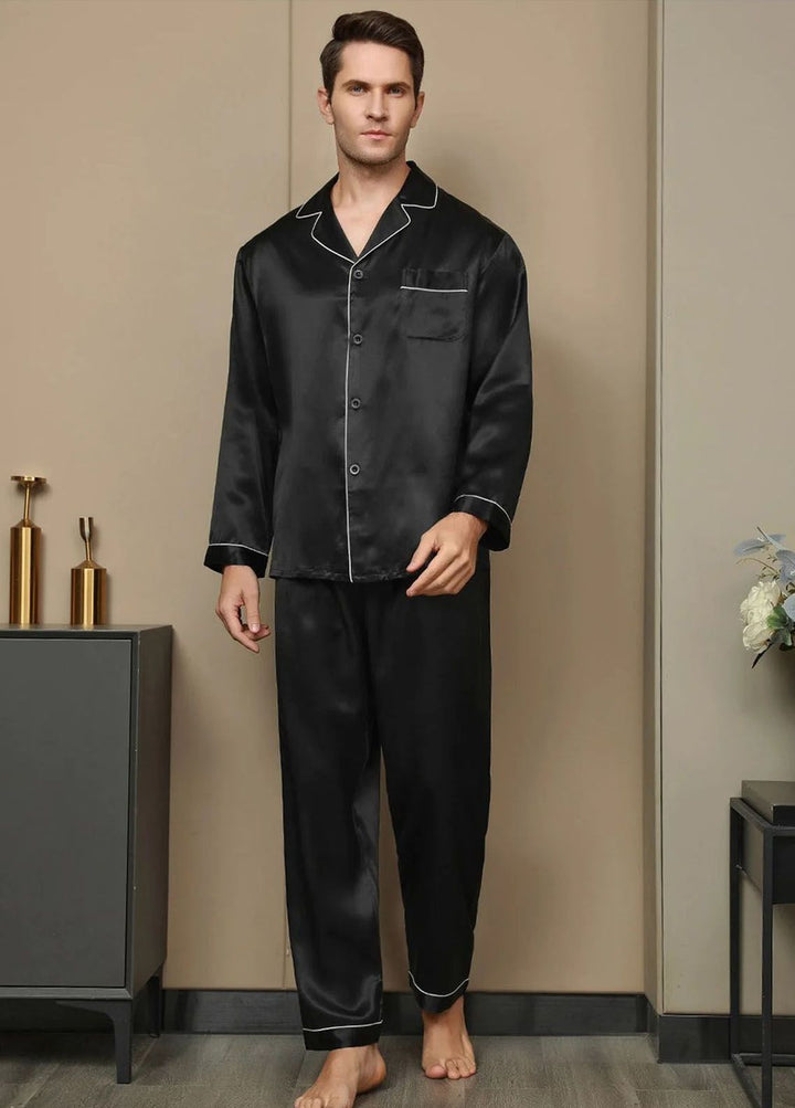 Valerie Pret Polyster Pajama Set ARJ-MPJ64-BLK