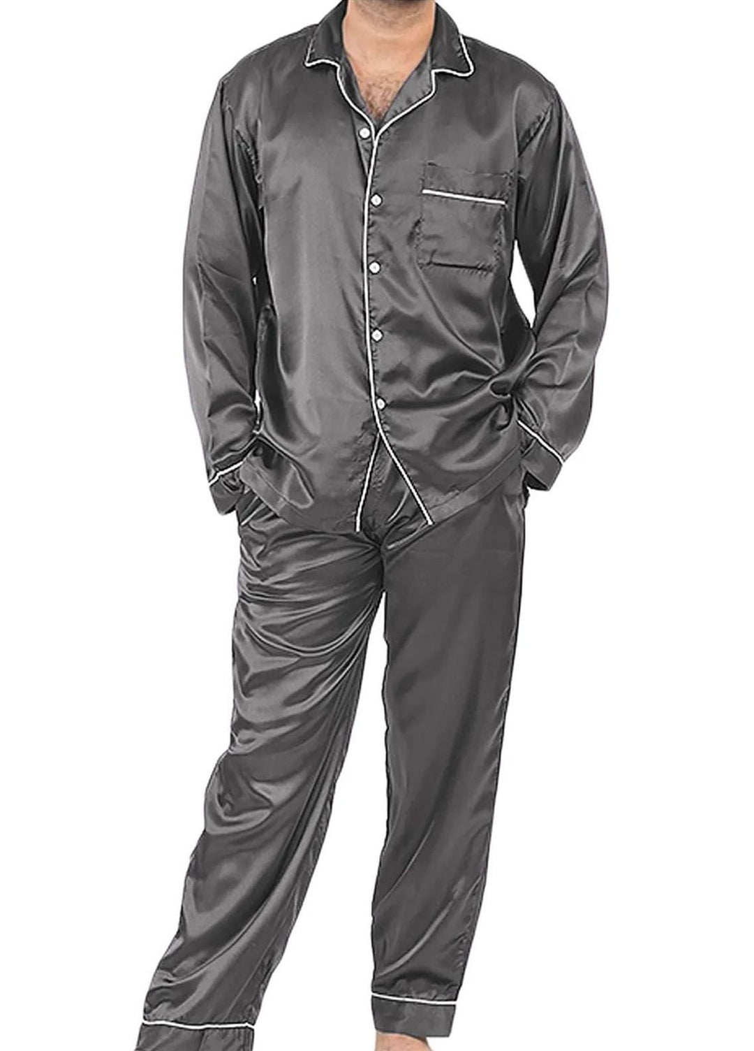 Valerie Pret Polyster Pajama Set ARJ-MPJ64-GRY