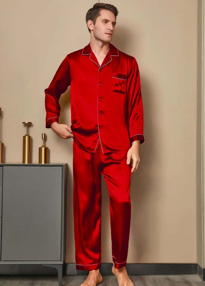 Valerie Pret Polyster Pajama Set ARJ-MPJ64-RED