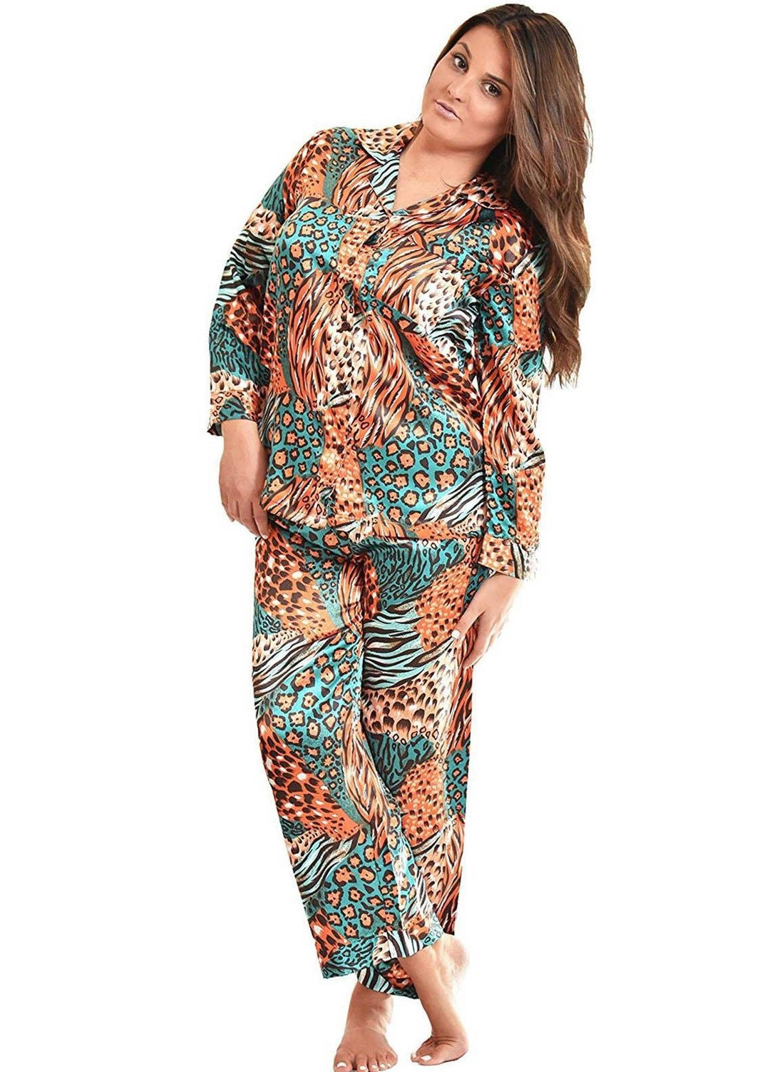 Valerie Night Wear Printed Satin Pajama Set PJ12-PRT-30