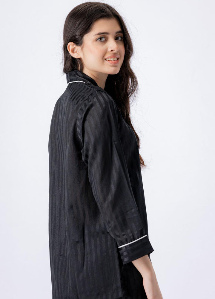 Valerie Pret Printed Satin Night Wear Pajama Set VSSPJ1022-BLK