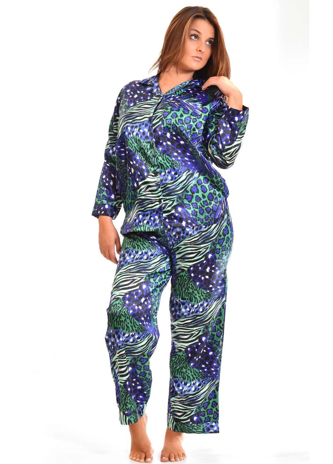Valerie Night Wear Printed Satin Pajama Set PJ12-PRT-30C-2