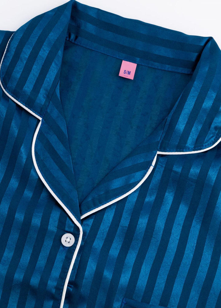 Valerie Pret Printed Satin Night Wear Pajama Set VSSPJ1022-TEAL