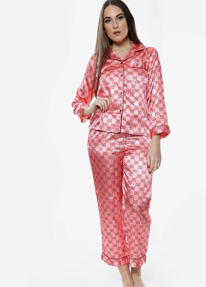 Valerie Night Wear  Satin Pajama Set PJSGG-PNK