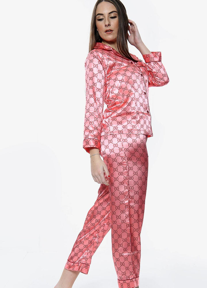 Valerie Night Wear  Satin Pajama Set PJSGG-PNK