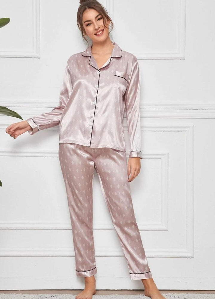Valerie Night Wear  Satin Pajama Set PJSTP-BEG