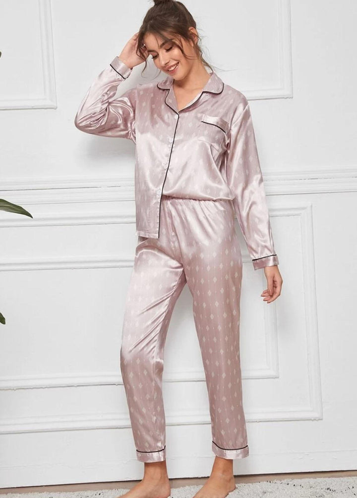 Valerie Night Wear  Satin Pajama Set PJSTP-BEG