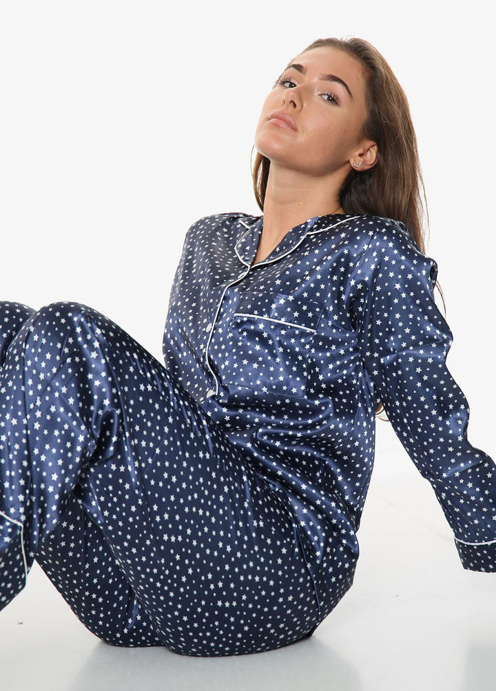 Valerie Night Wear  Satin Pajama Set PJSTR-NV