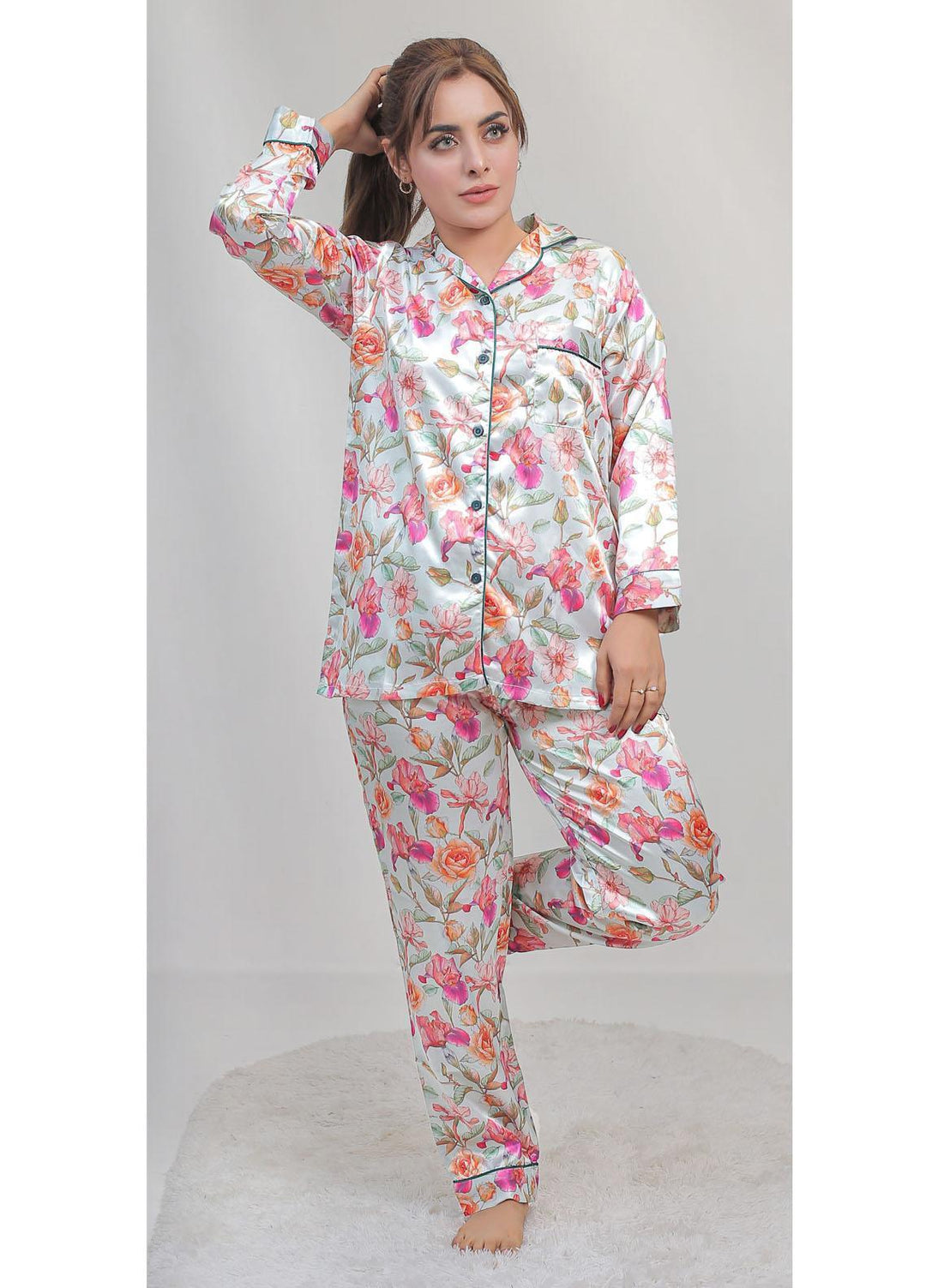 Valerie Night Wear Printed Satin Pajama Set VL-CLASSIC-04