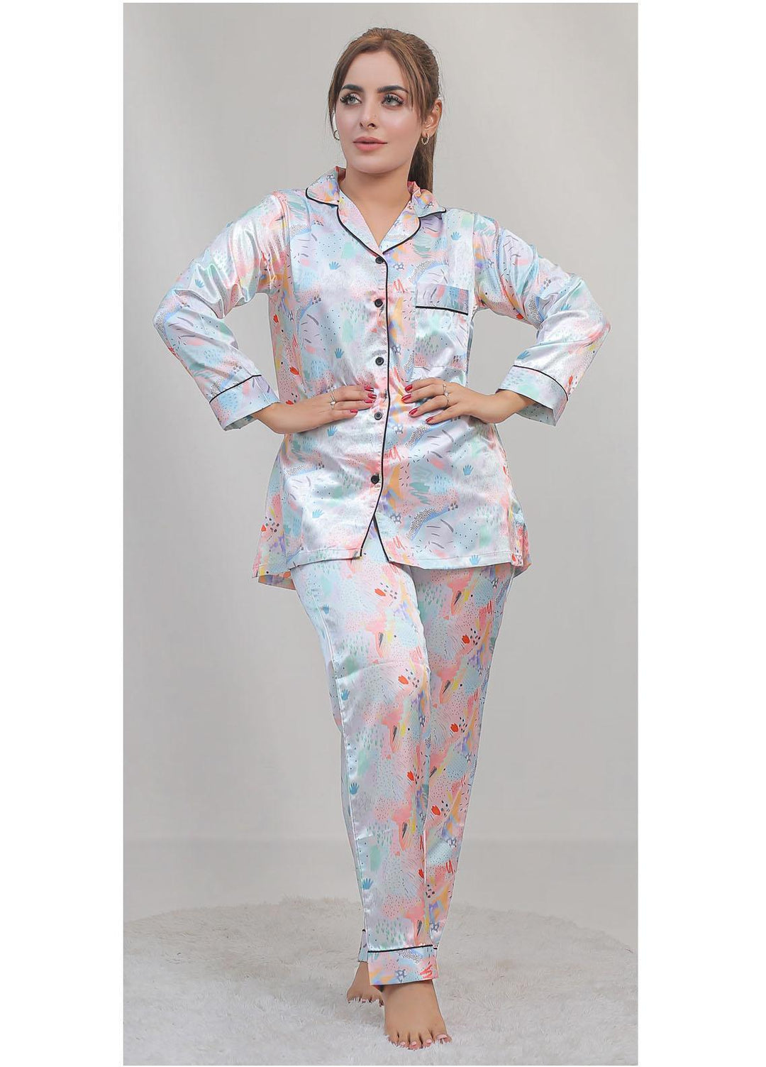 Valerie Night Wear Printed Satin Pajama Set VL-CLASSIC-07
