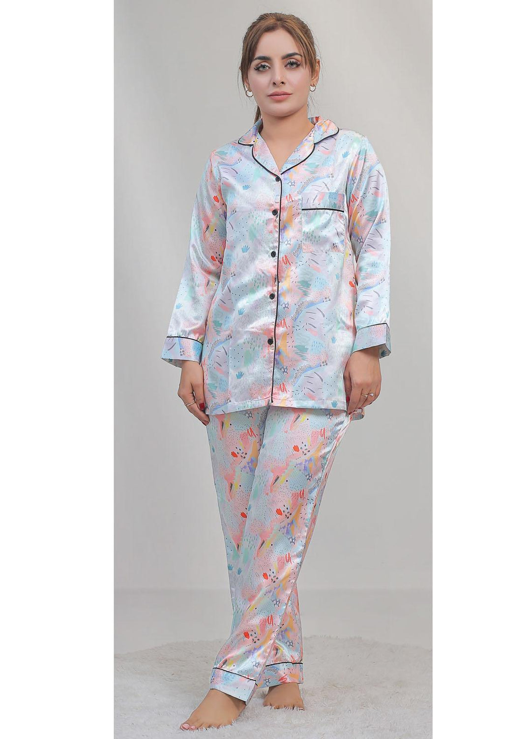 Valerie Night Wear Printed Satin Pajama Set VL-CLASSIC-07