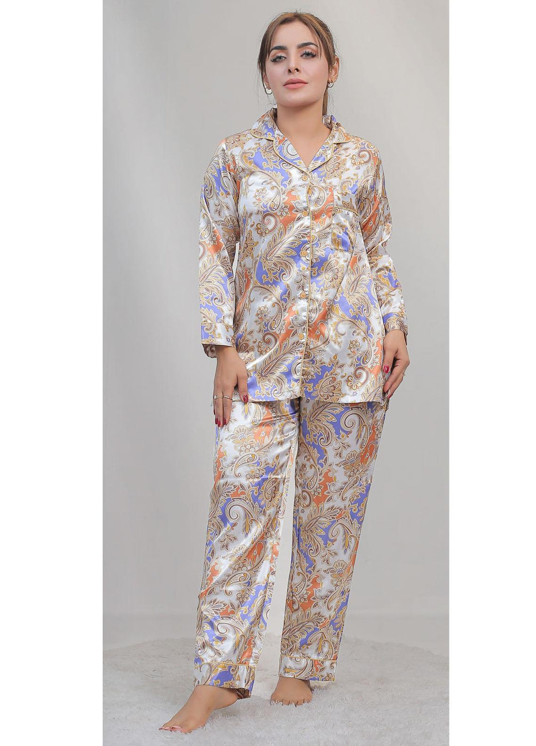 Valerie Night Wear Printed Satin Pajama Set VL-CLASSIC-08