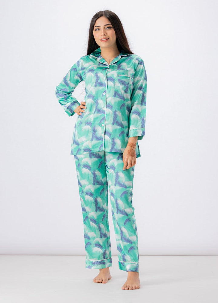 Valerie Night Wear Printed Satin Pajama Set VL-GLOSSY-01