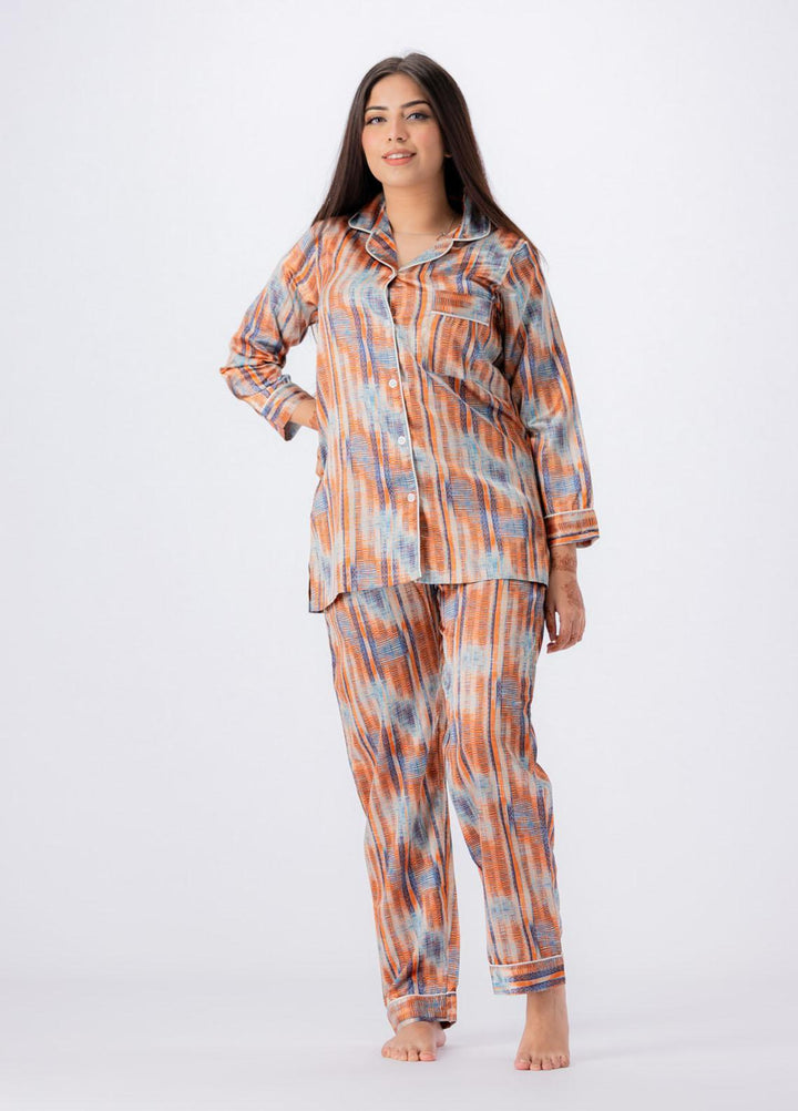 Valerie Night Wear Printed Satin Pajama Set VL-GLOSSY-09