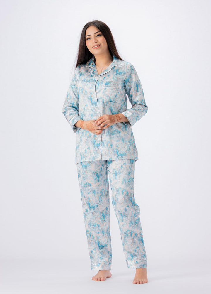 Valerie Night Wear Printed Satin Pajama Set VL-GLOSSY-10