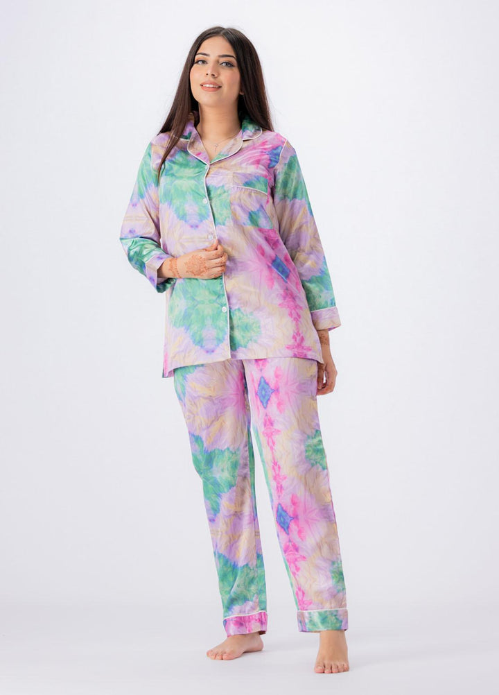 Valerie Night Wear Printed Satin Pajama Set VL-GLOSSY-12