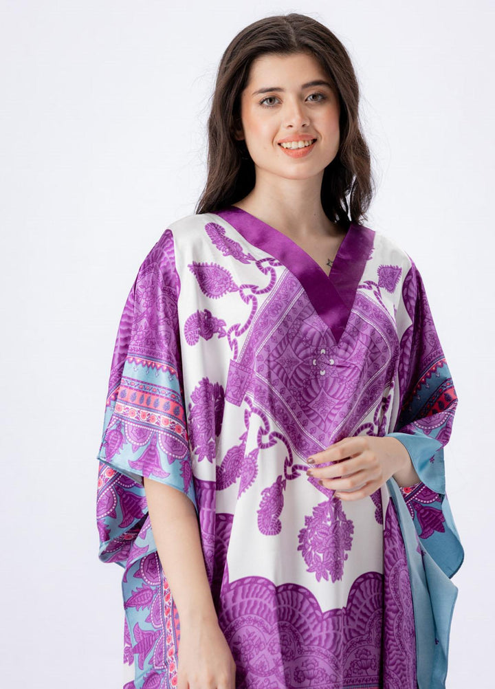 Valerie Short Caftan Collection 2022 Printed Satin Short Caftan Free Size  VKAF-1022-110 - Night Dress
