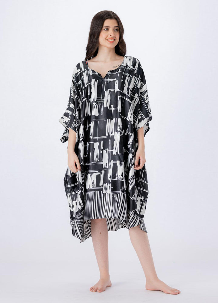 Valerie Short Caftan Collection 2022 Printed Satin Short Caftan Free Size  VKAF-1022-112 - Night Dress