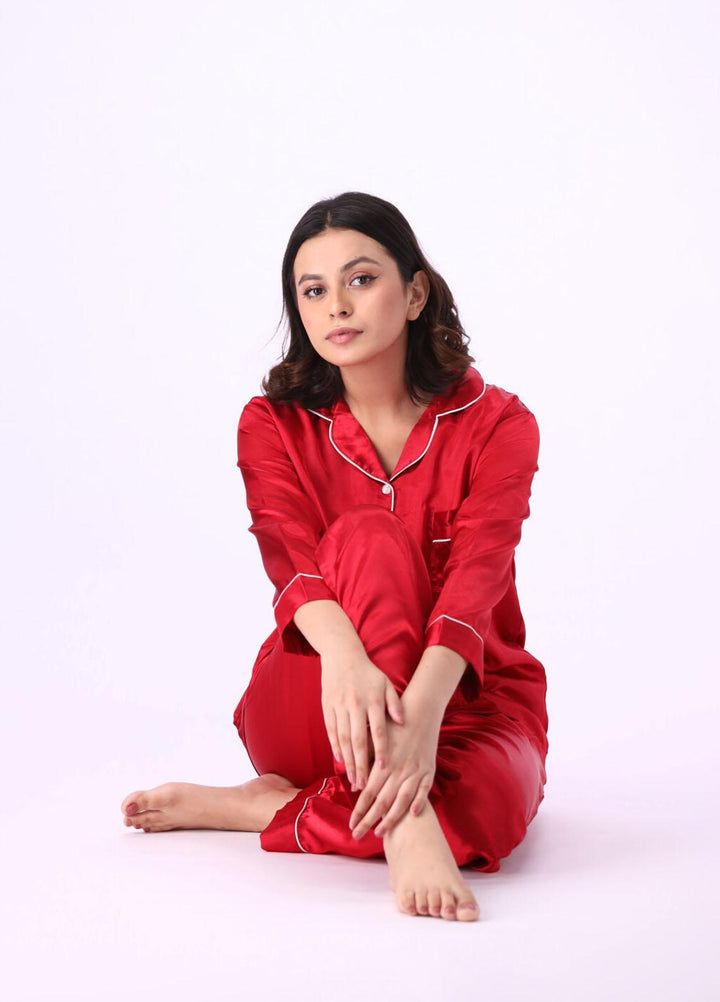 Valerie Night Wear Printed Satin Pajama Set VL-GORGEOUE-BGY