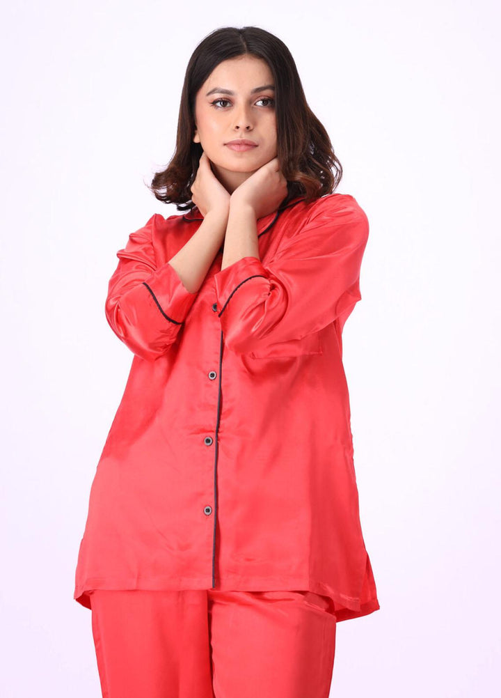 Valerie Night Wear Printed Satin Pajama Set VL-GORGEOUS-RED