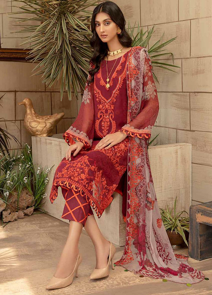 Vasl by Charizma Embroidered Chiffon Suits Unstitched 3 Piece CRZ21V-2 VSL-15 - Formals Collection