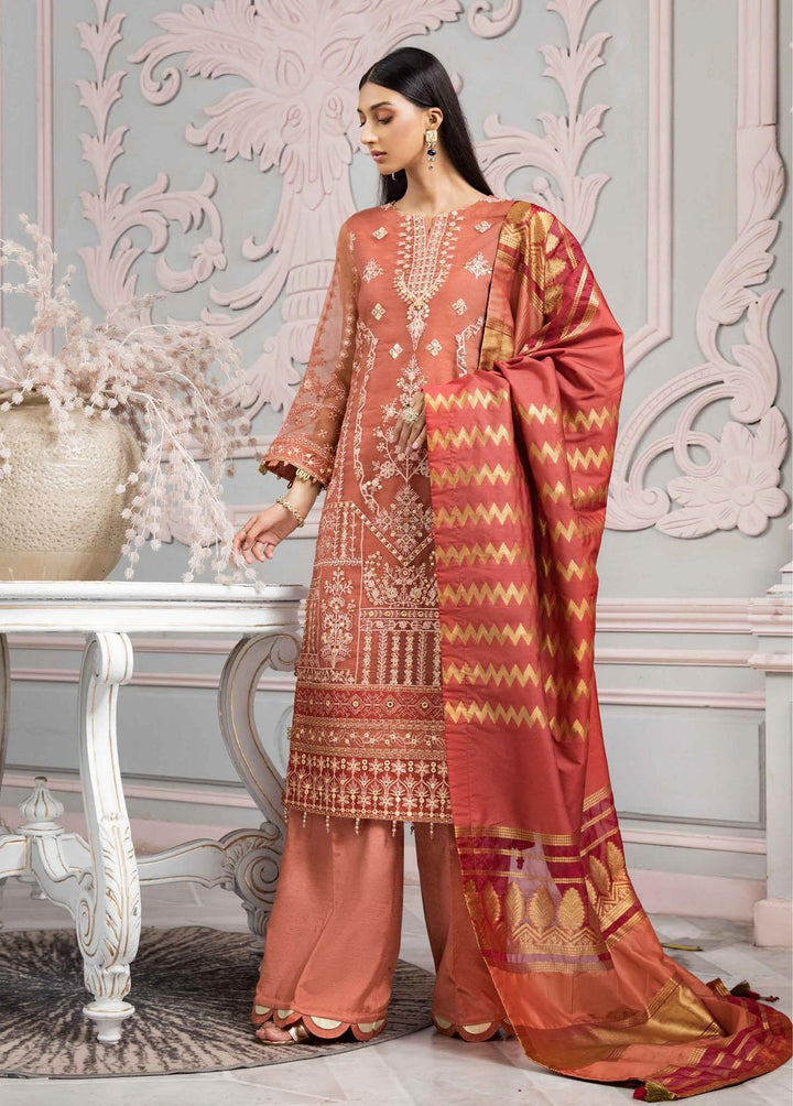 Vasl-e-Meeras By Alizeh Fashion Embroidered Organza Suits Unstitched 3 Piece AFB22VM 02 Naranj - Festive Collection