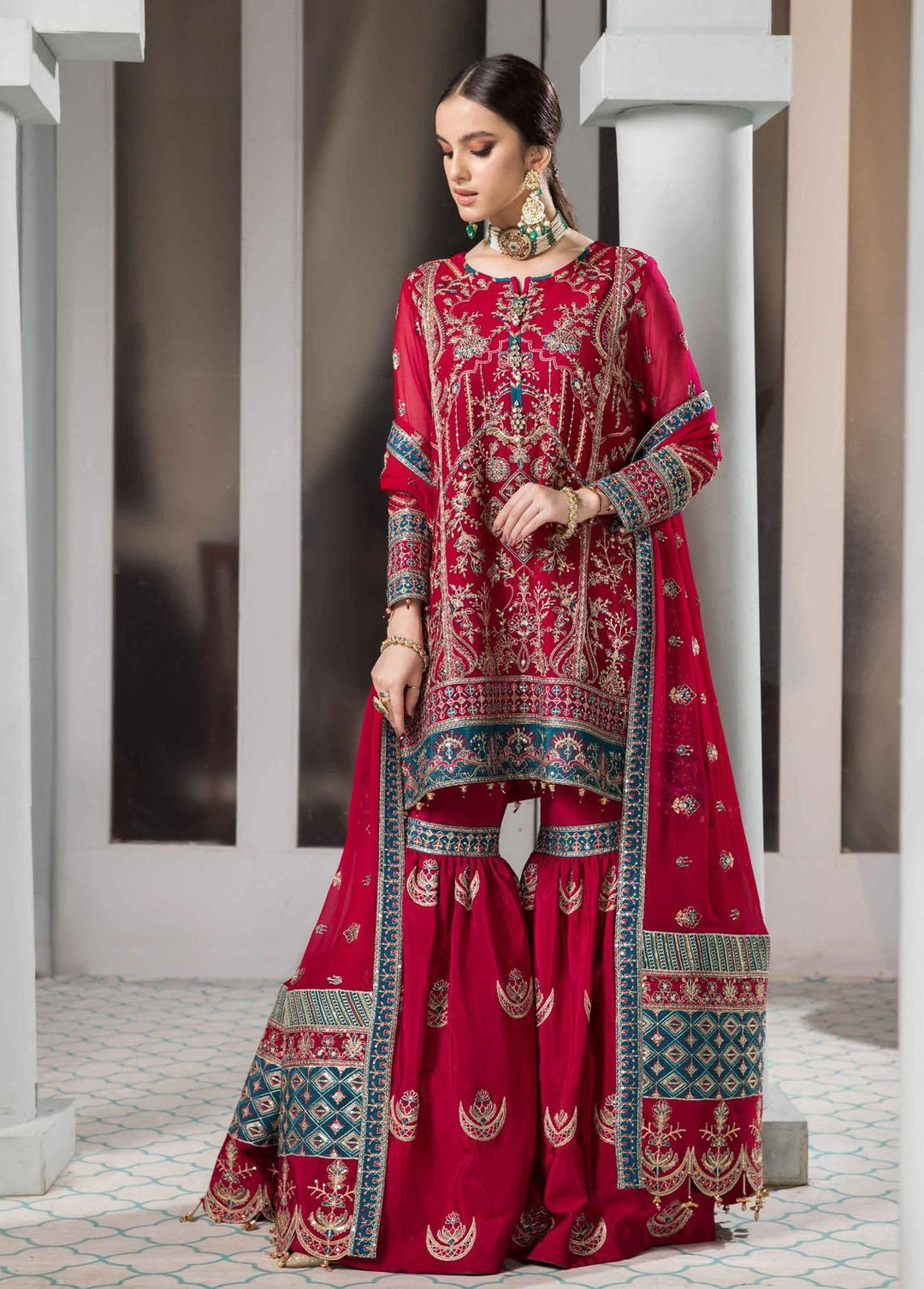 Vasl-e-Meeras By Alizeh Fashion Embroidered Chiffon Suits Unstitched 3 Piece AFB22VM 05 Darkash - Festive Collection