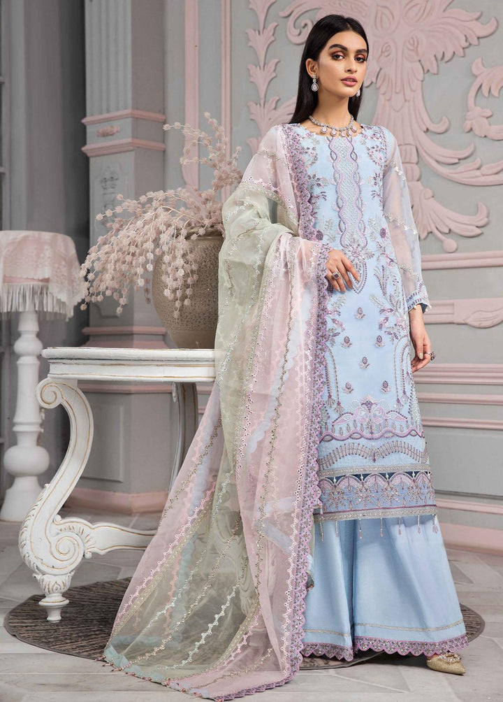 Vasl-e-Meeras By Alizeh Fashion Embroidered Organza Suits Unstitched 3 Piece AFB22VM 06 Neel - Festive Collection