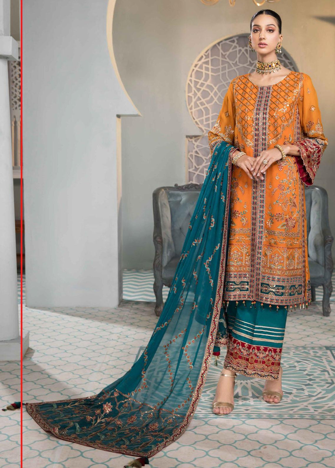 Vasl-e-Meeras By Alizeh Fashion Embroidered Chiffon Suits Unstitched 3 Piece AFB22VM 08 Raag - Festive Collection