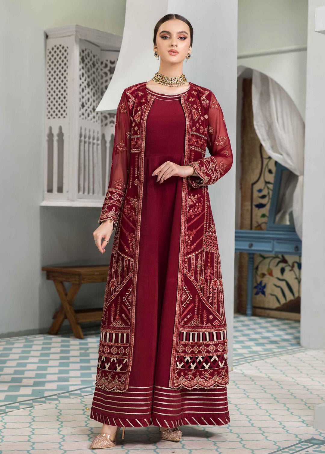 Vasl-e-Meeras By Alizeh Fashion Embroidered Chiffon Suits Unstitched 3 Piece AFB22VM 09 Naukhaiz - Festive Collection