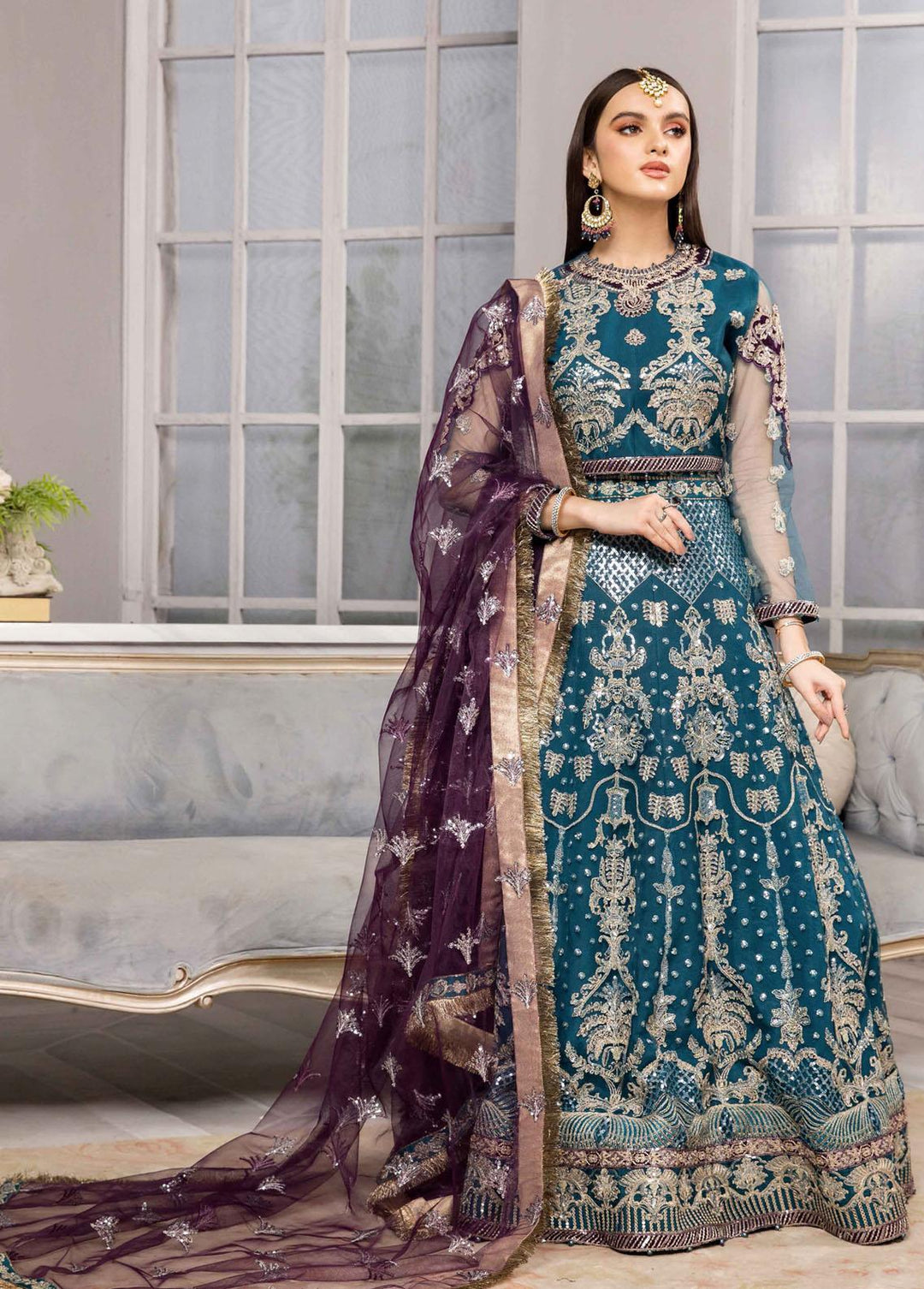 Vasl-e-Meeras By Alizeh Fashion Embroidered Net Suits Unstitched 3 Piece AFB22VM 10 Banafsha - Festive Collection