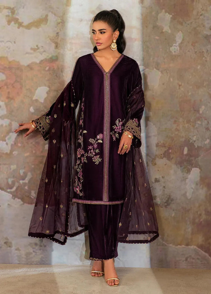 Velmor by Seran Embroidered Velvet Suit Unstitched 3 Piece SRN24VF Florid - Formal Collection