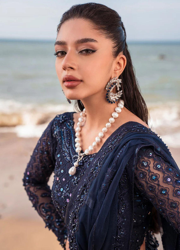 Versailles By Muneefa Naz Embroidered Net Unstitched Saree MN22V Elisa - Wedding Collection