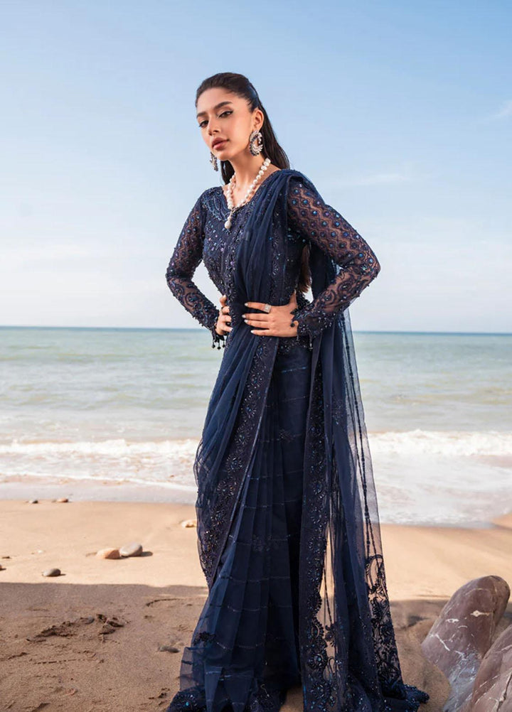 Versailles By Muneefa Naz Embroidered Net Unstitched Saree MN22V Elisa - Wedding Collection