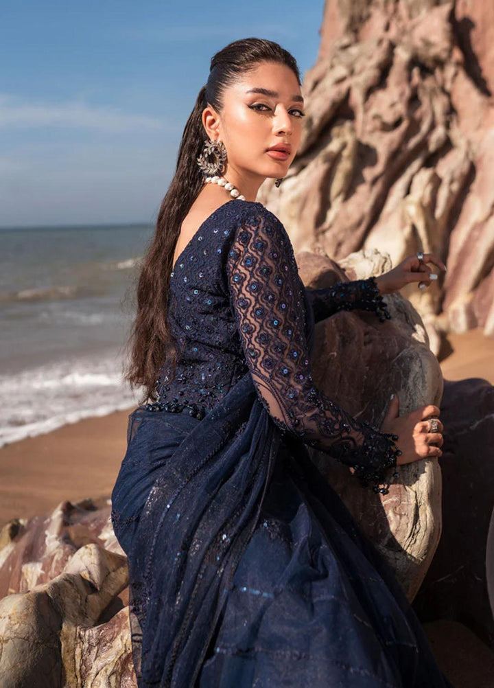 Versailles By Muneefa Naz Embroidered Net Unstitched Saree MN22V Elisa - Wedding Collection