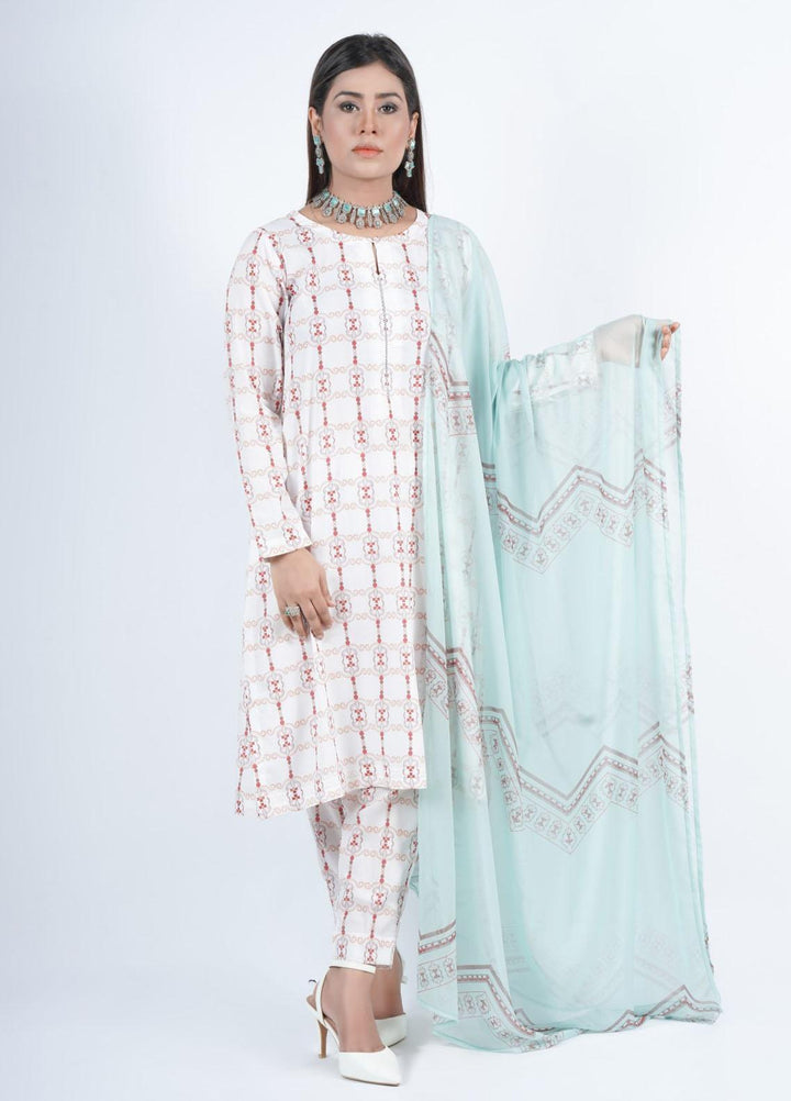 Vibgyor Fashion Printed Silk Suits Unstitched 3 Piece Symphonie Off-White D1-C1-23U - Formal Collection