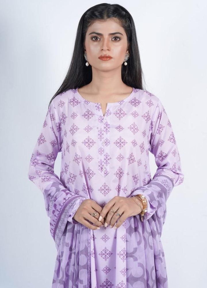 Vibgyor Fashion Printed Silk Suits Unstitched 3 Piece Monochromatose Lilac D3-C2-23U - Formal Collection