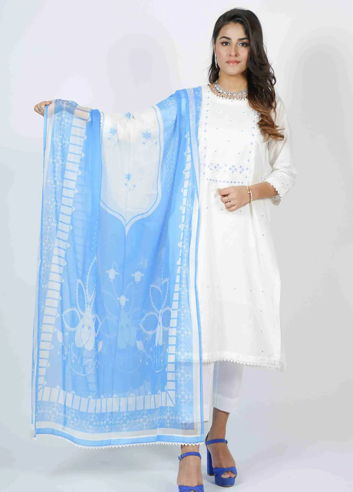 Vibgyor Fashion Pret Embroidered Lawn 3 Piece Suit D3C1-S-V124 NILA WHITE