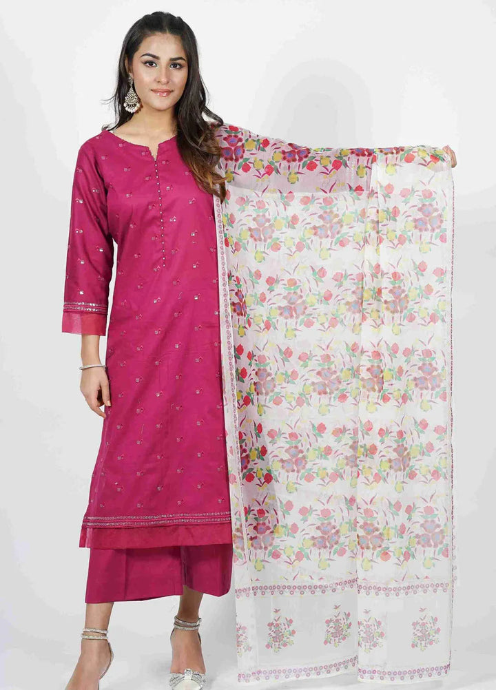 Vibgyor Fashion Pret Embroidered Lawn 3 Piece Suit D7-S-V124 ALORA MAGENTA