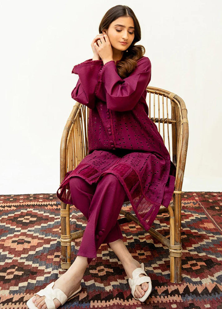 Vitalia Pret  Khaddar 2 Piece Suit VT23PRT Burgundy