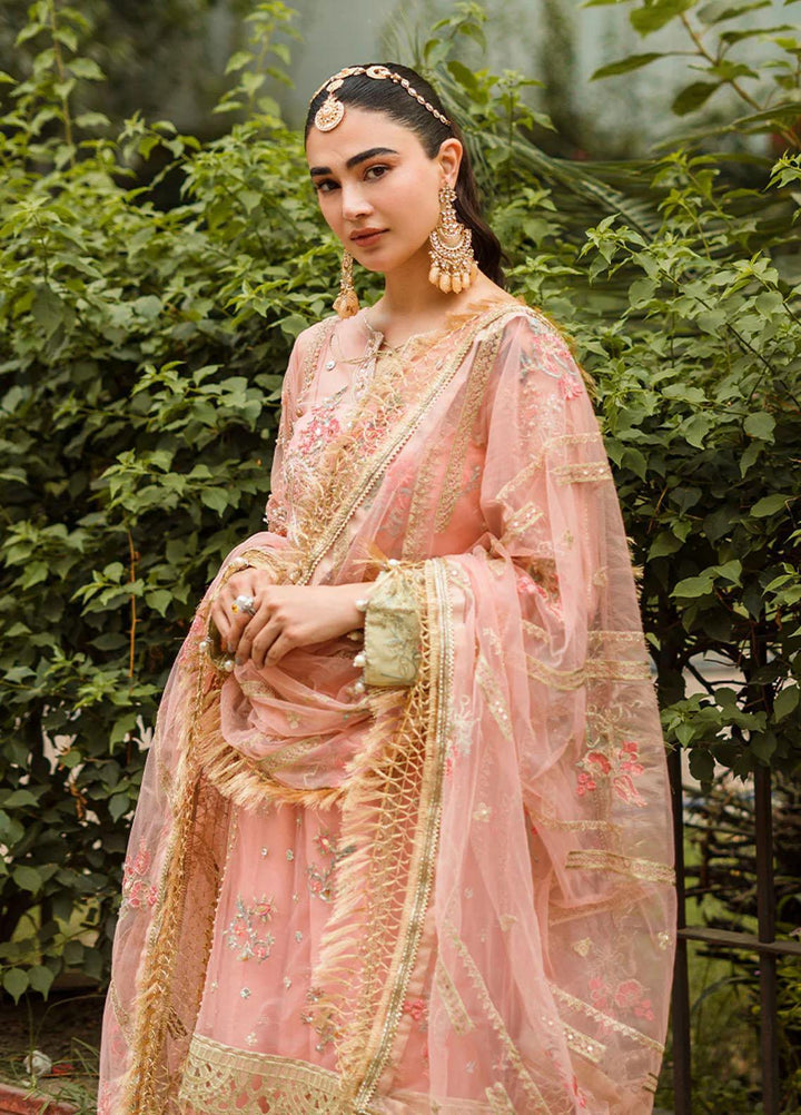 Trousseau By Vitalia Embroidered Net Suits Unstitched 4 Piece VT22T Camellia Pink - Wedding Collection