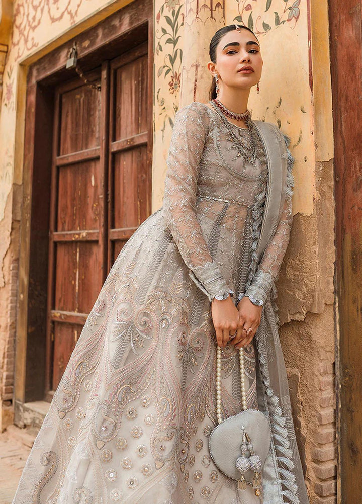 Trousseau By Vitalia Embroidered Organza Suits Unstitched 4 Piece VT22T Dove - Wedding Collection